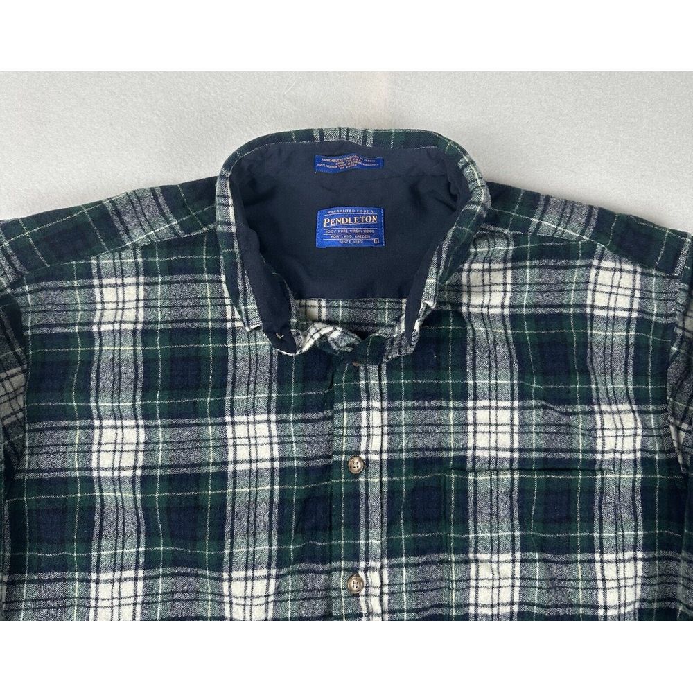 Men's Pendleton Heritage Campbell Tartan Vintage Blue Green Flannel Size Large